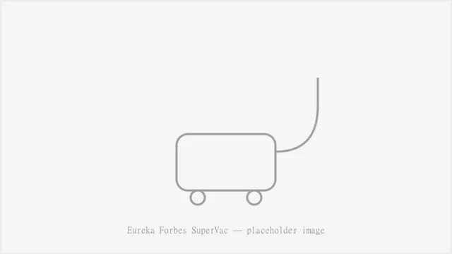 Illustrated rendering of a canister vacuum cleaner, styled after the Eureka Forbes SuperVac