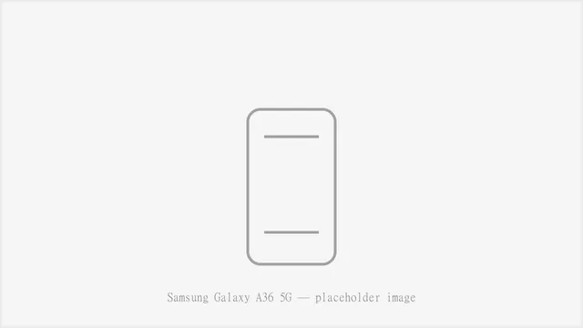 Illustrated rendering of a smartphone, styled after the Samsung Galaxy A36 5G